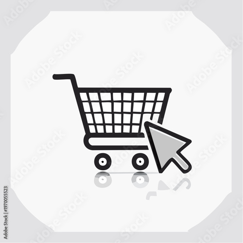 Online Shopping Icon mit Warenkorb