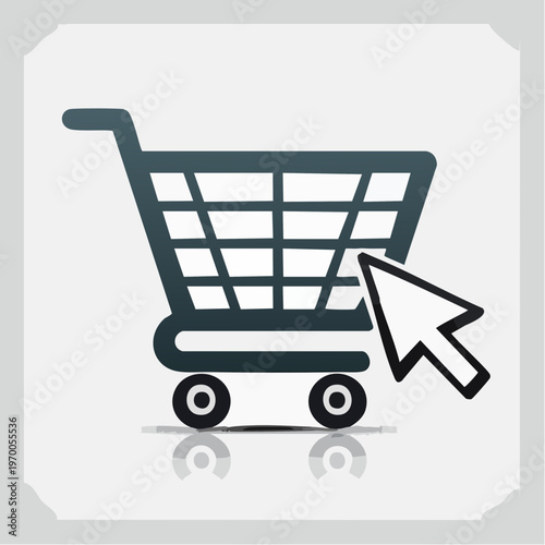 Online Shopping Icon mit Warenkorb