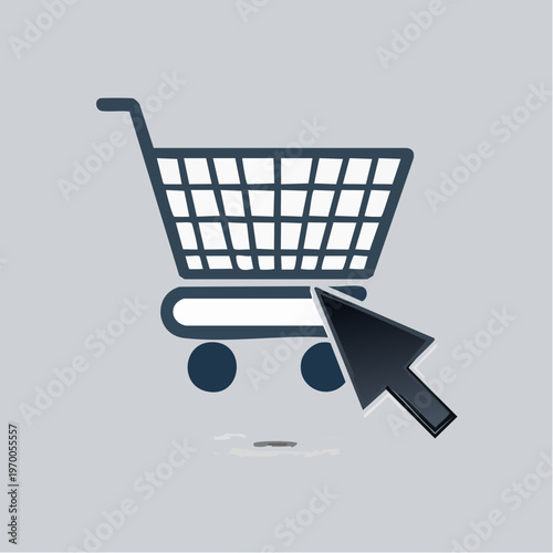 Online Shopping Icon mit Warenkorb