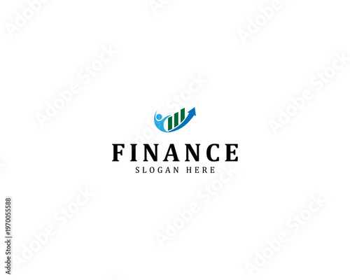 Finance logo with people growth template vector icon design