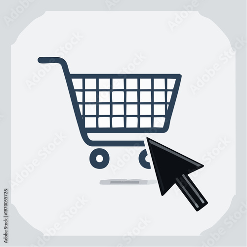 Online Shopping Icon mit Warenkorb
