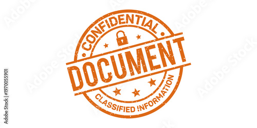 Document Confidential Classified Red Rubber Stamp Sign Symbol Badge Grunge Vintage Private Secure Label.