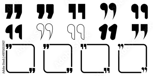 Quote Mark Icon Set Quotation Inverted Comma Art Artistic Doodle Dialogue Chat Symbol Quote Box Frames.