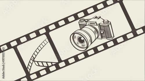 Old film strip vector illustration with blank frames for photography cinema and movie design