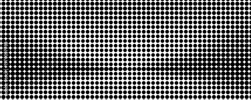 Hexagon halftone gradient texture. Abstract black and white spotted grunge background. Geometric retro tech wallpaper. Fading wavy hexagonal pattern backdrop. Vector vanishing honeycomb grunge