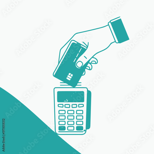 Seamless digital financial transaction with a credit card at a modern point of sale terminal, illustrating secure and convenient cashless payment processing