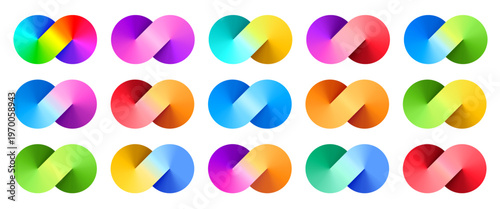 Set of Colorful Graphic Elements. Vector Illustration with Angular Gradient