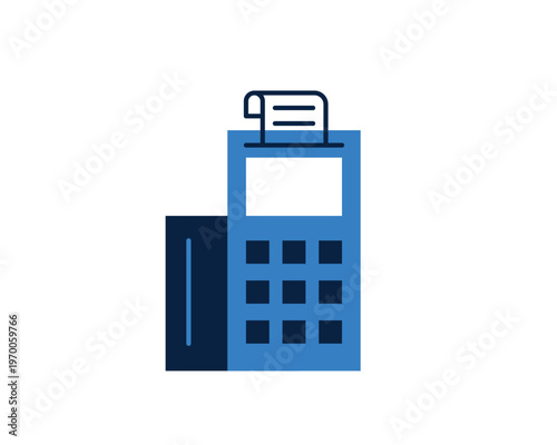 POS terminal machine with a paper receipt for retail sales and payments.