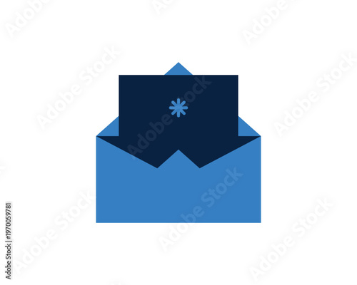 Dark letter being placed inside or taken out of a blue envelope.