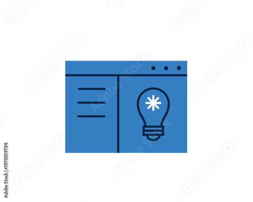 Browser window displaying a light bulb for web development ideas and online solutions.