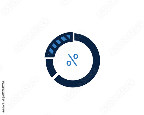 Circular pie chart with a percentage sign for statistical data analysis.