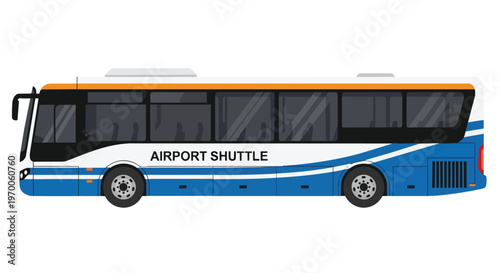 Airport Shuttle Bus Side View Illustration