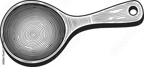 Wooden spoon illustration vintage hand drawn kitchen utensil design with handle hole cooking and baking tool sketch