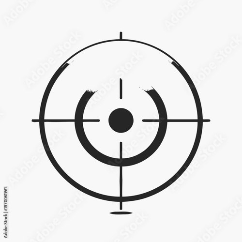 Target reticle symbol for aiming and precision, crosshairs graphic design for focus and accuracy in military or sports applications