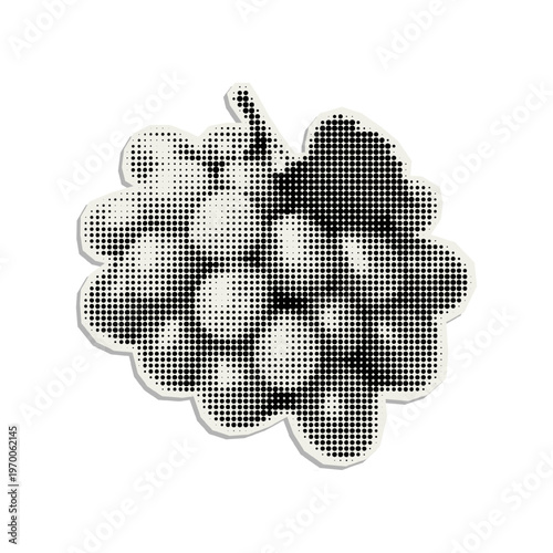 Vector grape. Trendy retro cut out element with a halftone effect for collage, poster, banner, cover design.