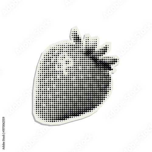 Vector strawberry. Trendy retro cut out element with a halftone effect for collage, poster, banner, cover design.