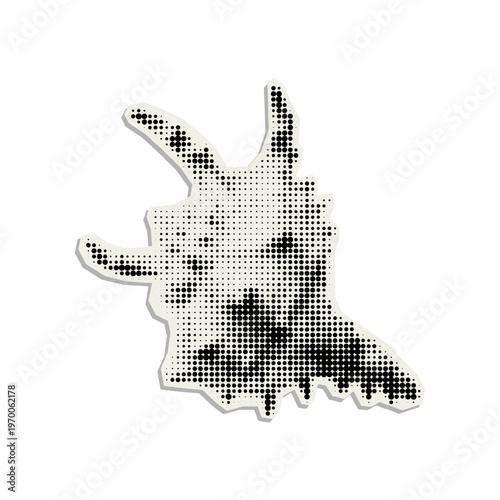 Vector seashell. Trendy retro cut out element with a halftone effect for collage, poster, banner, cover design.