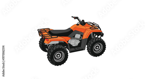 Orange ATV Quad Bike Isolated on White Background