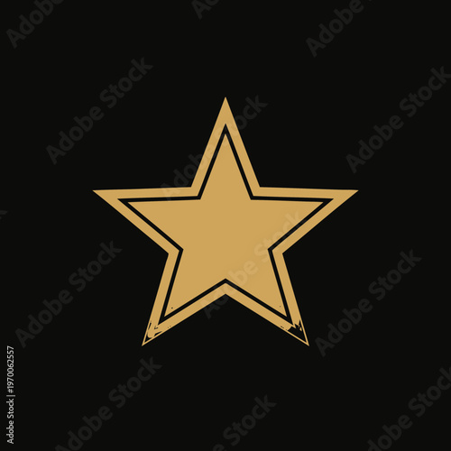 Vintage Golden Star Graphic Vector with Distressed Texture on a Dark Background, Ideal for Awards, Ratings, and Quality Badges