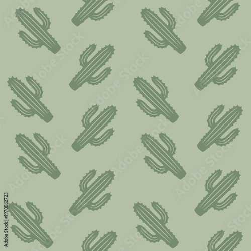 Light Green Cactus Seamless Pattern