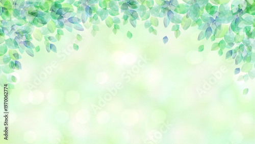 透明感のある水彩風　新緑のフレームイメージ