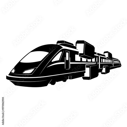 High-Speed Train Silhouette - Sleek, Modern Rail Transport Illustration.