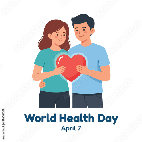 vector man and woman celebrating "World Health Day" 0023