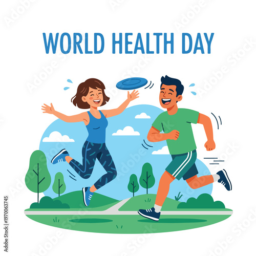 vector man and woman celebrating "World Health Day" 0022