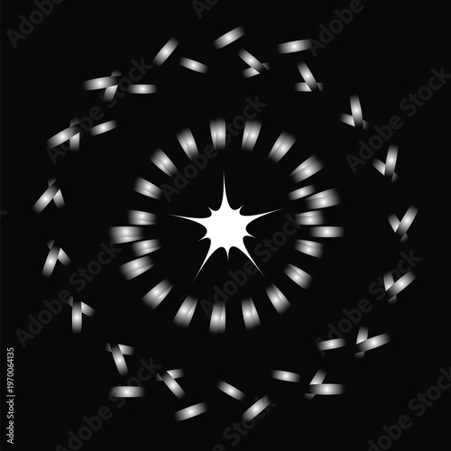 Concentric elliptical waves surrounding luminous starburst of in