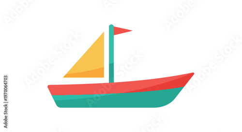 Flat Vector Illustration of a Simple Sailboat Icon on White Background