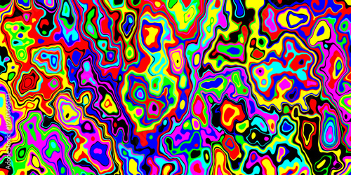 vibrant psychedelic liquid waves flowing through a surreal neon dreamscape with dynamic abstract contours and hypnotic fluid patterns