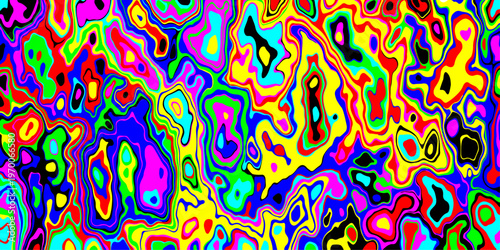 vibrant psychedelic liquid waves flowing through a surreal neon dreamscape with dynamic abstract contours and hypnotic fluid patterns