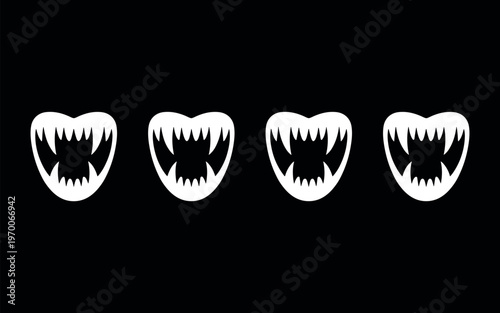 Four dental x-ray images of healthy molars and premolars isolated on black background for medical and dental use