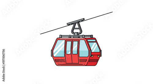 Red Cable Car Gondola Illustration for Mountain Transport