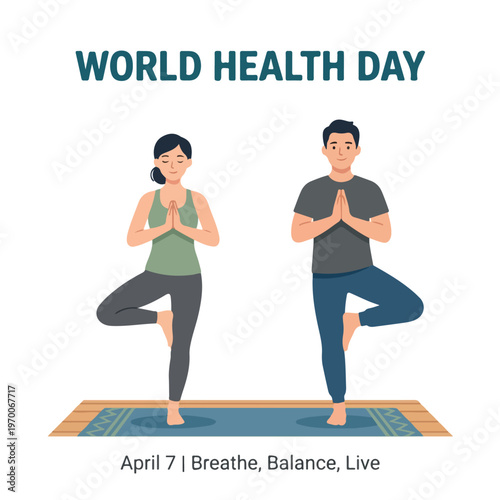 vector man and woman celebrating "World Health Day" 0014