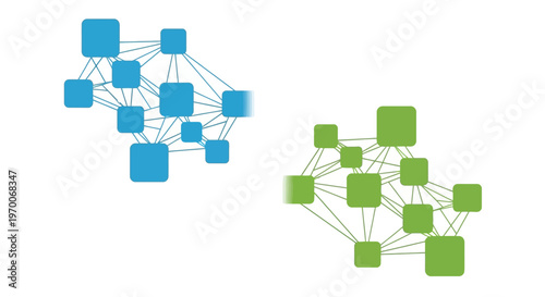 Blue and green network connection nodes.
