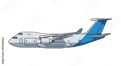 Cartoon Style Illustration of a Heavy Cargo Transport Aircraft