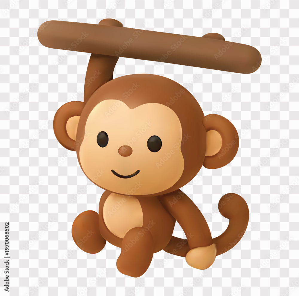 Obraz premium Zoo Animal Vector Icon Set | 3D icon set | monkey