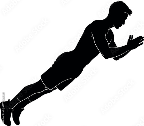 Silhouette of a man playing rugby jumping to catch a ball