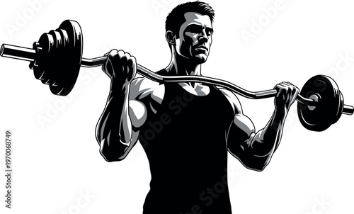 Silhouette of a man lifting weights in a gym