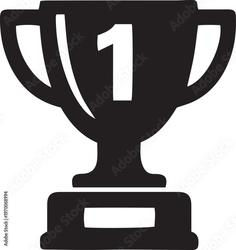 Number one trophy icon representing victory and achievement simple vector graphic for sports and competition concepts isolated on white background