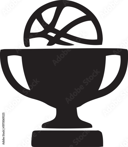 Basketball trophy icon symbolizing sports achievement and victory perfect for athletic websites and championship graphics