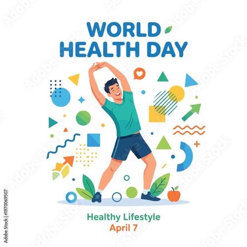 vector happy person celebrating "World Health Day" 01