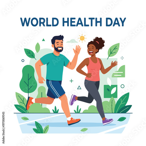 vector man and woman celebrating "World Health Day" 006