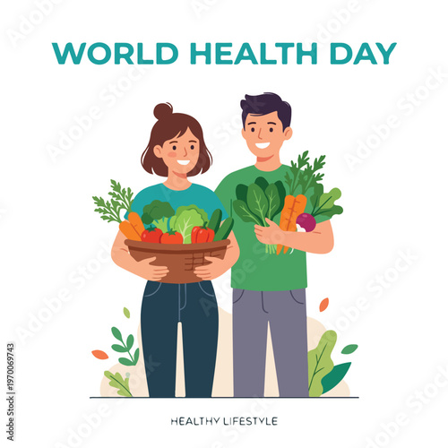vector man and woman celebrating "World Health Day" 005