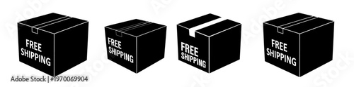Free Shipping Boxes Icon Set E commerce Delivery Logistics and Retail Concepts