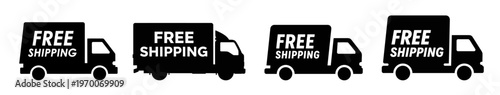 Free Shipping Truck Icons Vector Set for Delivery and Logistics Businesses