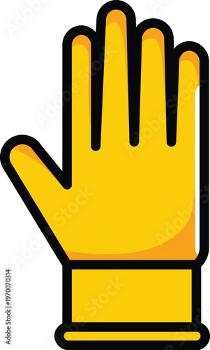 Vibrant yellow protective glove vector icon, ideal for illustrating safety, cleaning, gardening, and various work-related or domestic tasks, ensuring hygiene and personal care