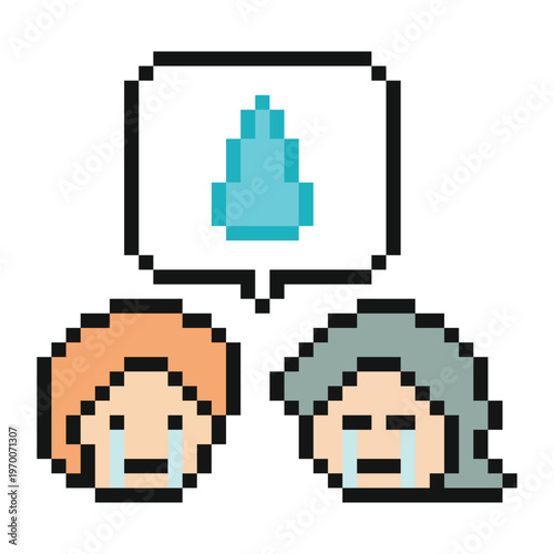 Cartoon man boy cry sad stress tired depressed with unhappy,mood,sick,8 bit,problem.