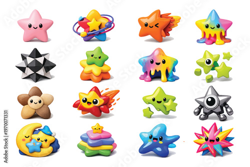 Colorful 3D stars for Gift Decoration